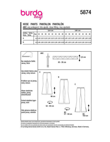 Patrón de pantalón - Burda 5874