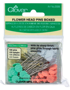 Caja de 100 alfileres con cabeza en forma de flor Clover