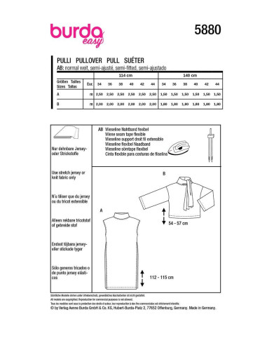 Patrón de suéter - Burda 5880