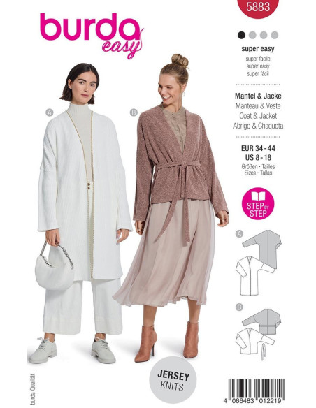 Patrón de chaqueta y abrigo - Burda 5883