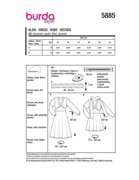 Patrón de vestido - Burda 5885