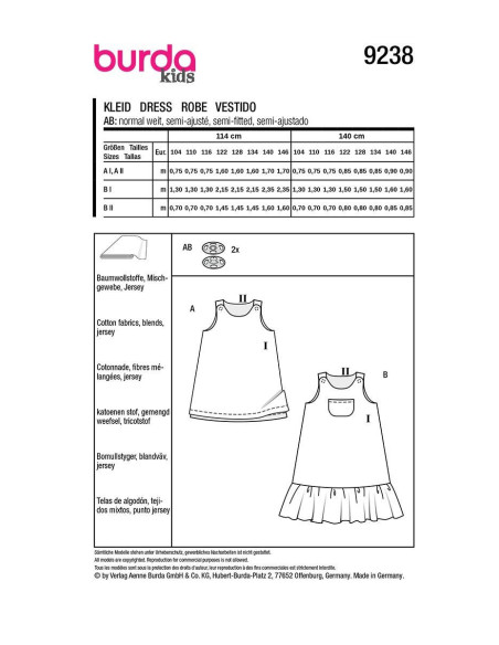 Patrón de vestido - Burda 9238
