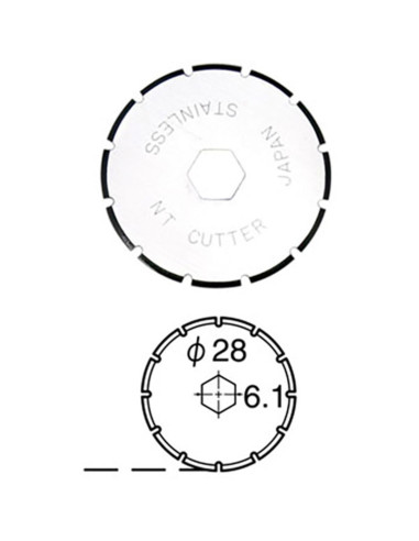 2 hojas de repuesto perforadas para cortador retráctil NT Cutter de 28 mm