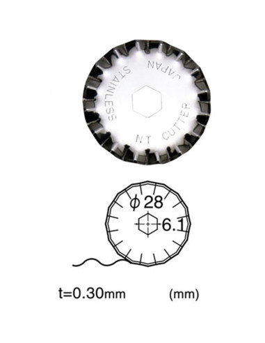 2 hojas de repuesto festoneadas para cortador retráctil NT Cutter de 28 mm