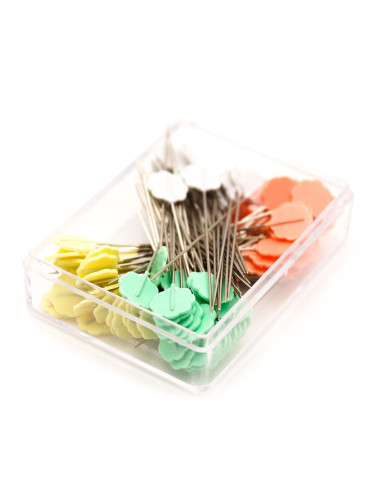 Caja de 100 alfileres con cabeza en forma de flor Clover