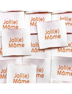 Lote de 5 etiquetas tejidas para coser Joli(e) Môme crema