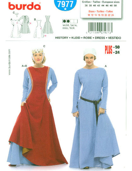 Patrón de vestido histórico - Burda 7977