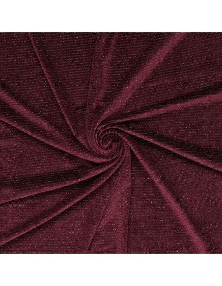 Tejido de terciopelo a rayas lurex - Burdeos