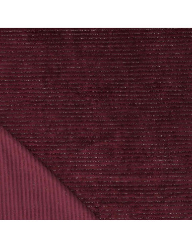 Tejido de terciopelo a rayas lurex - Burdeos