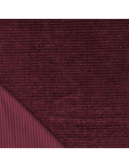 Tejido de terciopelo a rayas lurex - Burdeos