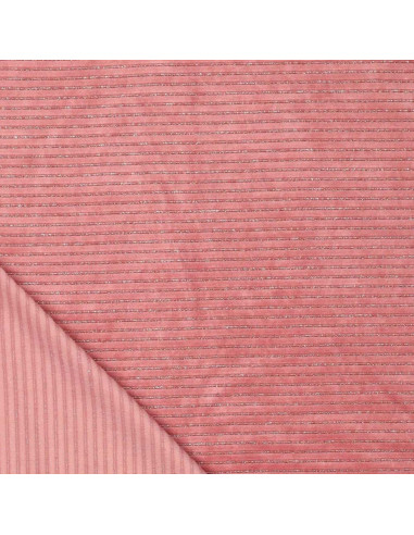 Tejido de terciopelo a rayas lurex - Rosa viejo