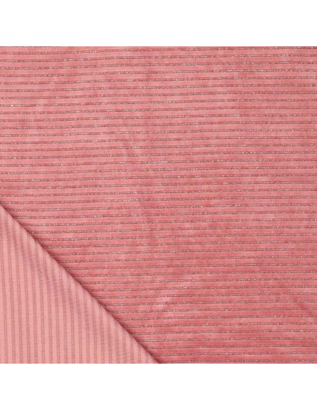 Tejido de terciopelo a rayas lurex - Rosa viejo