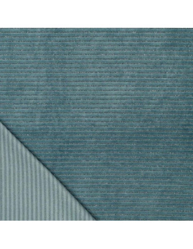 Tejido de terciopelo a rayas lurex - Gris azul