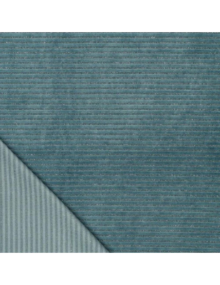 Tejido de terciopelo a rayas lurex - Gris azul