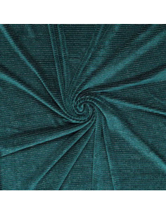 Tejido de terciopelo a rayas lurex - Azul petróleo
