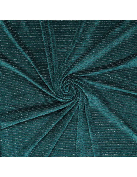 Tejido de terciopelo a rayas lurex - Azul petróleo