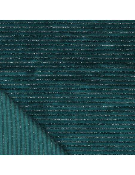 Tejido de terciopelo a rayas lurex - Azul petróleo