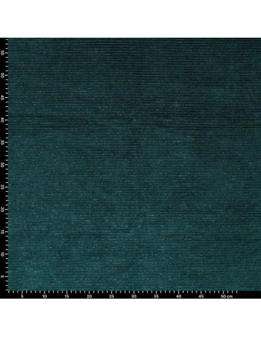 Tejido de terciopelo a rayas lurex - Azul petróleo