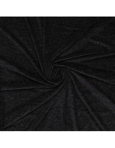 Tejido de terciopelo a rayas lurex - Negro