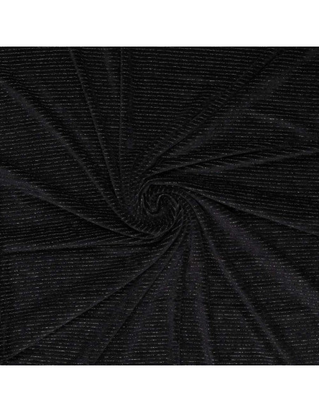 Tejido de terciopelo a rayas lurex - Negro
