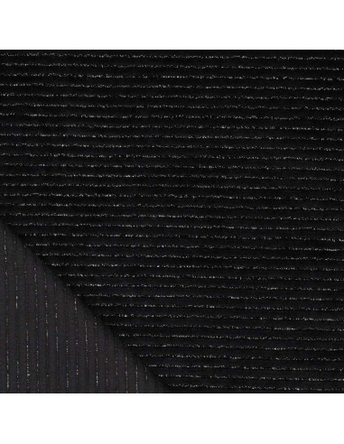 Tejido de terciopelo a rayas lurex - Negro