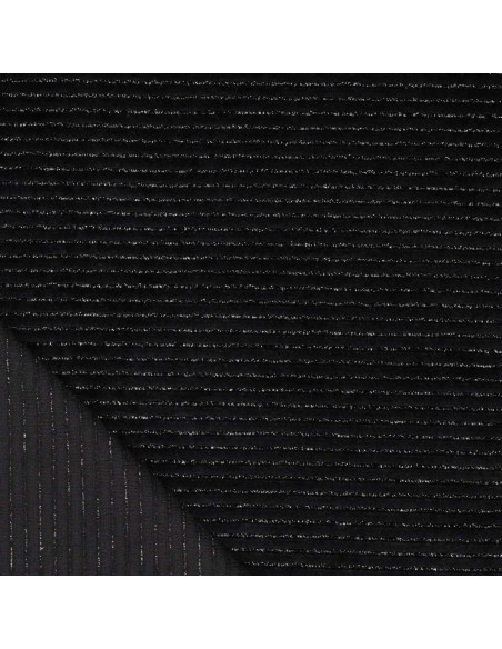 Tejido de terciopelo a rayas lurex - Negro