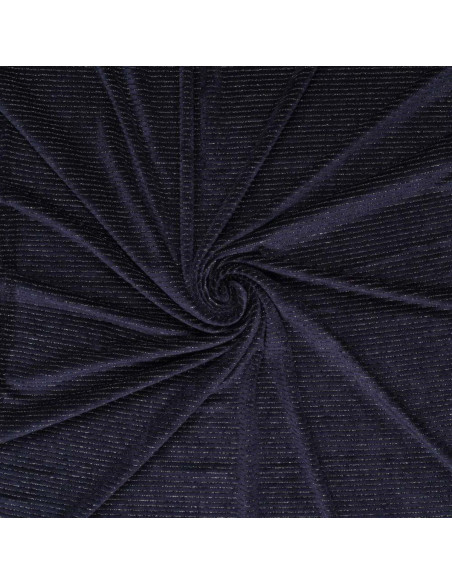 Tejido de terciopelo a rayas lurex - Azul marino