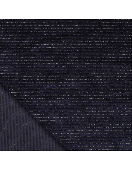 Tejido de terciopelo a rayas lurex - Azul marino