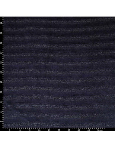 Tejido de terciopelo a rayas lurex - Azul marino