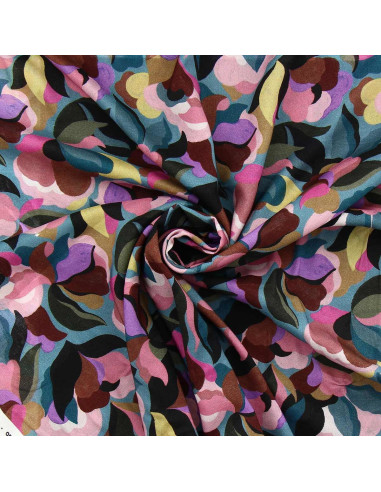 Tejido de viscosa fantasía - Abiva piedra azul y rosa