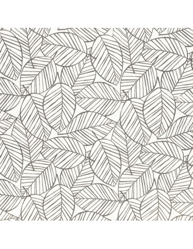 Tejido popelina de algodón fantasía - Hoja gris