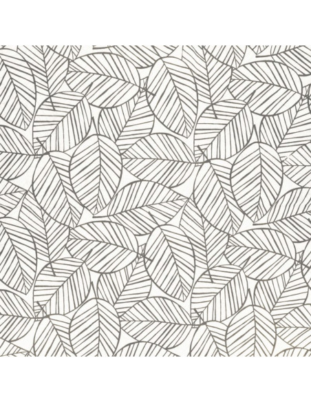 Tejido popelina de algodón fantasía - Hoja gris