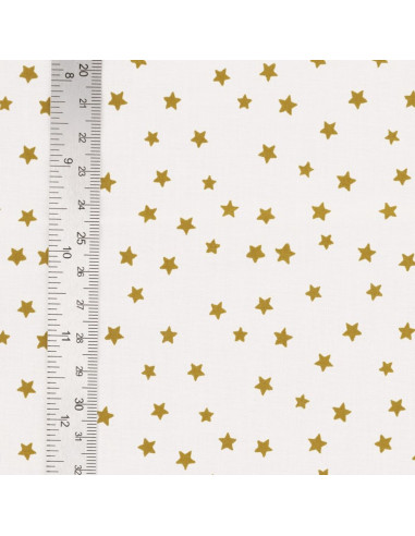 Tejido popelina de algodón fantasía - Estrella curry