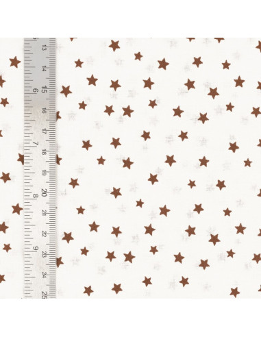 Tejido popelina de algodón fantasía - Estrella marrón