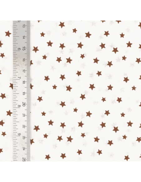 Tejido popelina de algodón fantasía - Estrella marrón