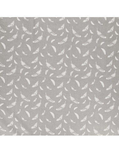 Tejido popelina de algodón fantasía - Pluma gris