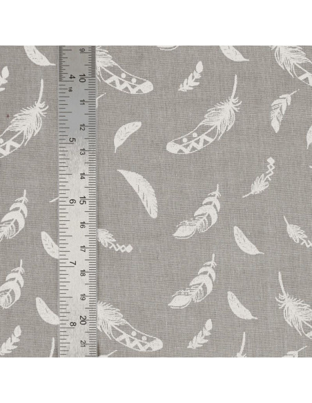 Tejido popelina de algodón fantasía - Pluma gris