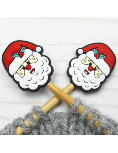 Tapones de malla para agujas de tejer - Papá Noel