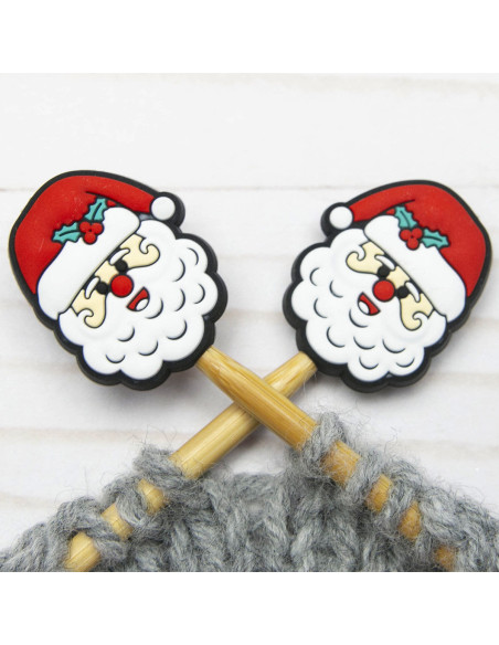 Tapones de malla para agujas de tejer - Papá Noel