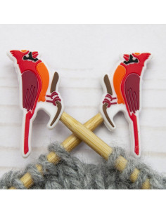 Tapones de malla para agujas de tejer - Pájaro cardenal rojo