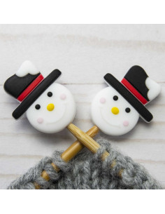 Tapones de malla para agujas de tejer - Muñeco de nieve