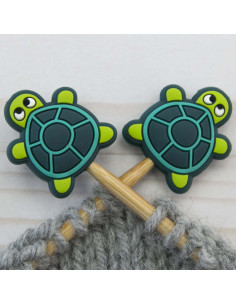 Tapones de malla para agujas de tejer - Tortuga verde