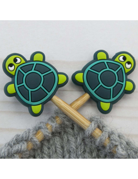 Tapones de malla para agujas de tejer - Tortuga verde