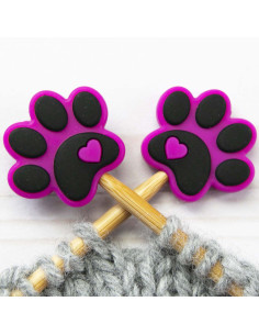 Tapones para agujas de tejer - Huellas fucsia