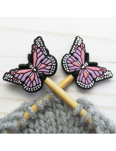 Tapones de malla para agujas de tejer - Mariposa