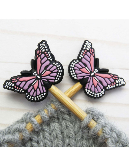 Tapones de malla para agujas de tejer - Mariposa