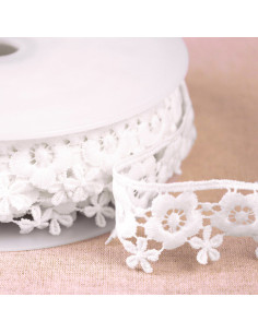 Guipur floral - Blanco