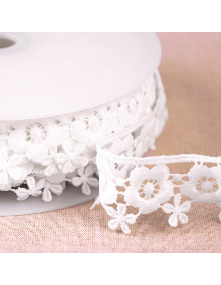 Guipur floral - Blanco