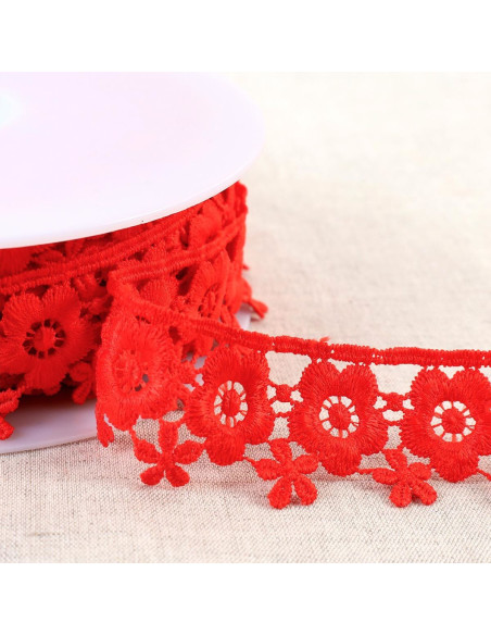 Guipur floral - Rojo