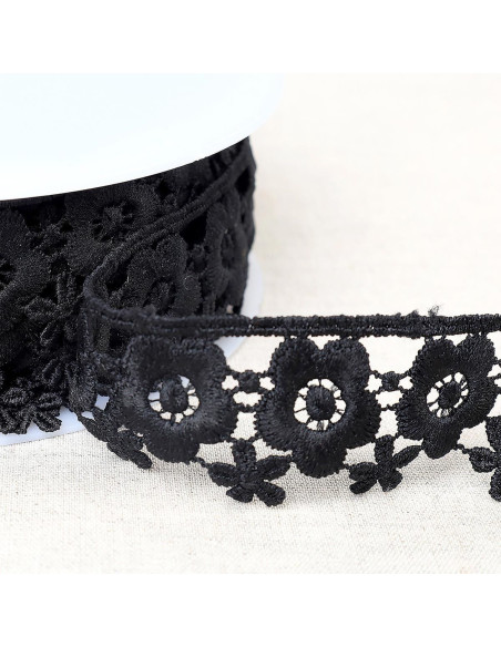 Guipur floral - Negro